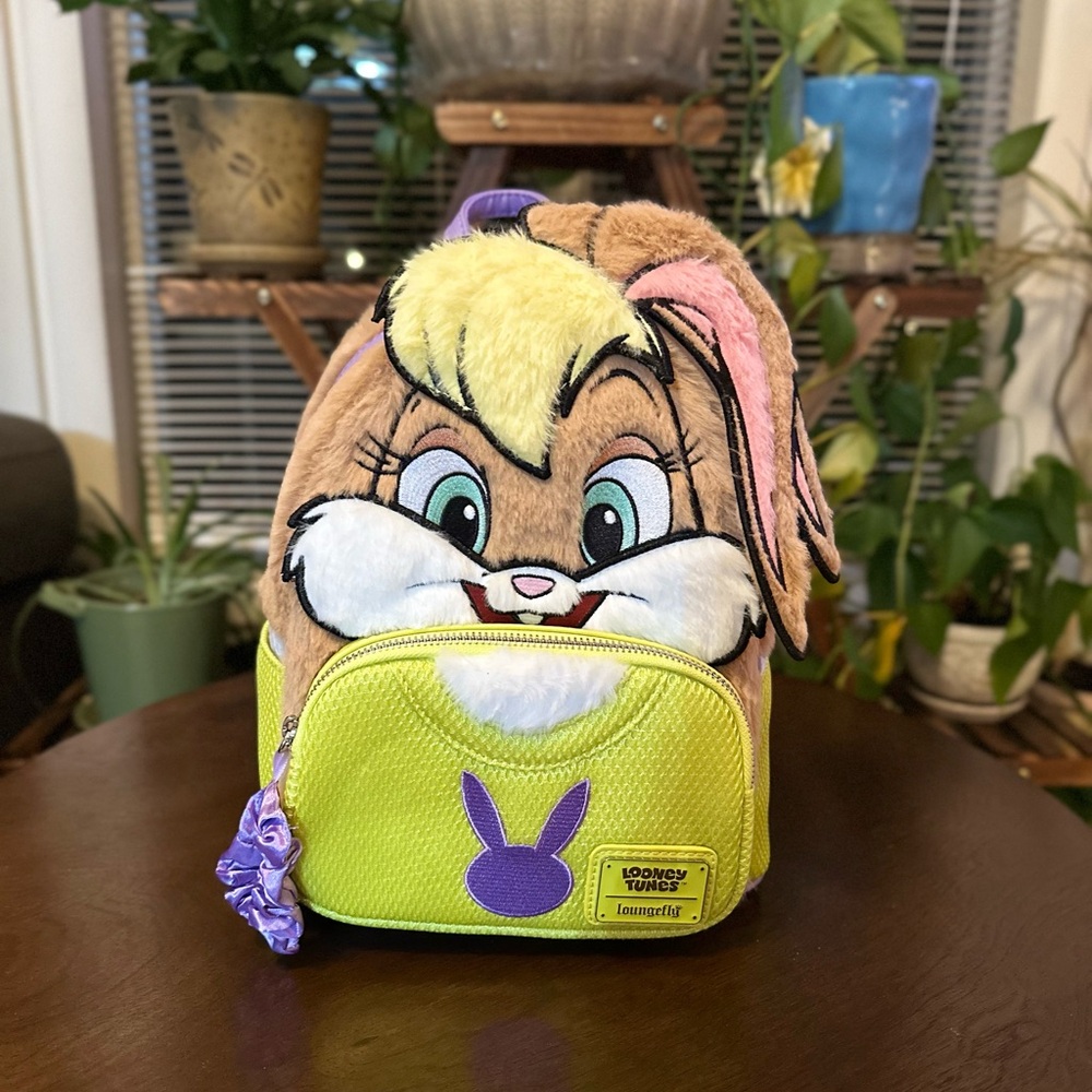 Loungefly Looney Tunes Lola Bunny Figural Fuzzy Mini Backpack